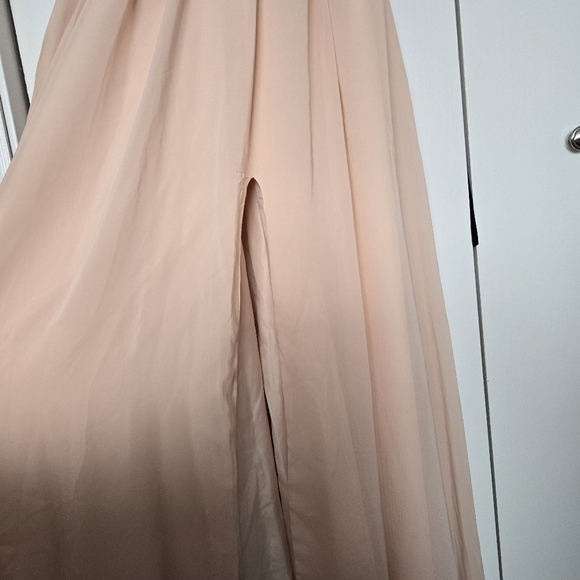 Lace floral peach cold shoulder formal maxi dress with high slit new with tags - Picture 4 of 14